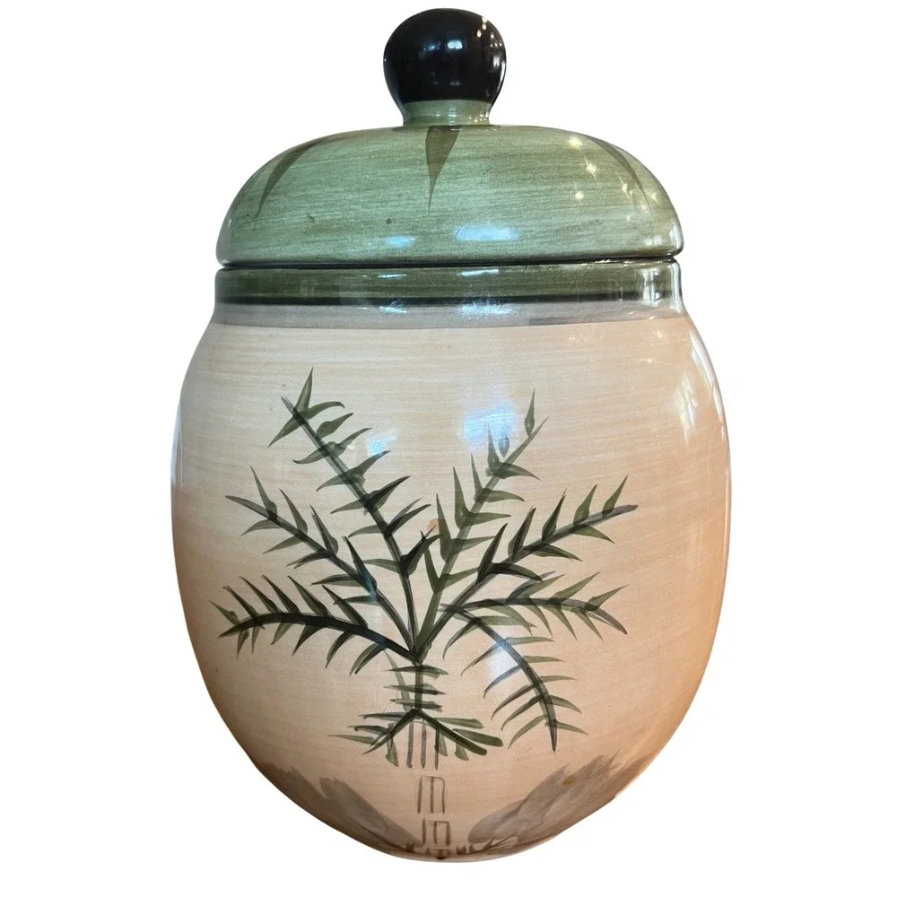 Sauvignon West Indies Ceramic Palm Tree Lidded Canister Cookie Jar Tropical